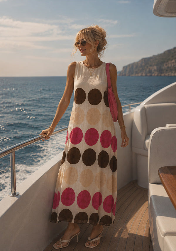 Maxidress Big Dots - offwhite