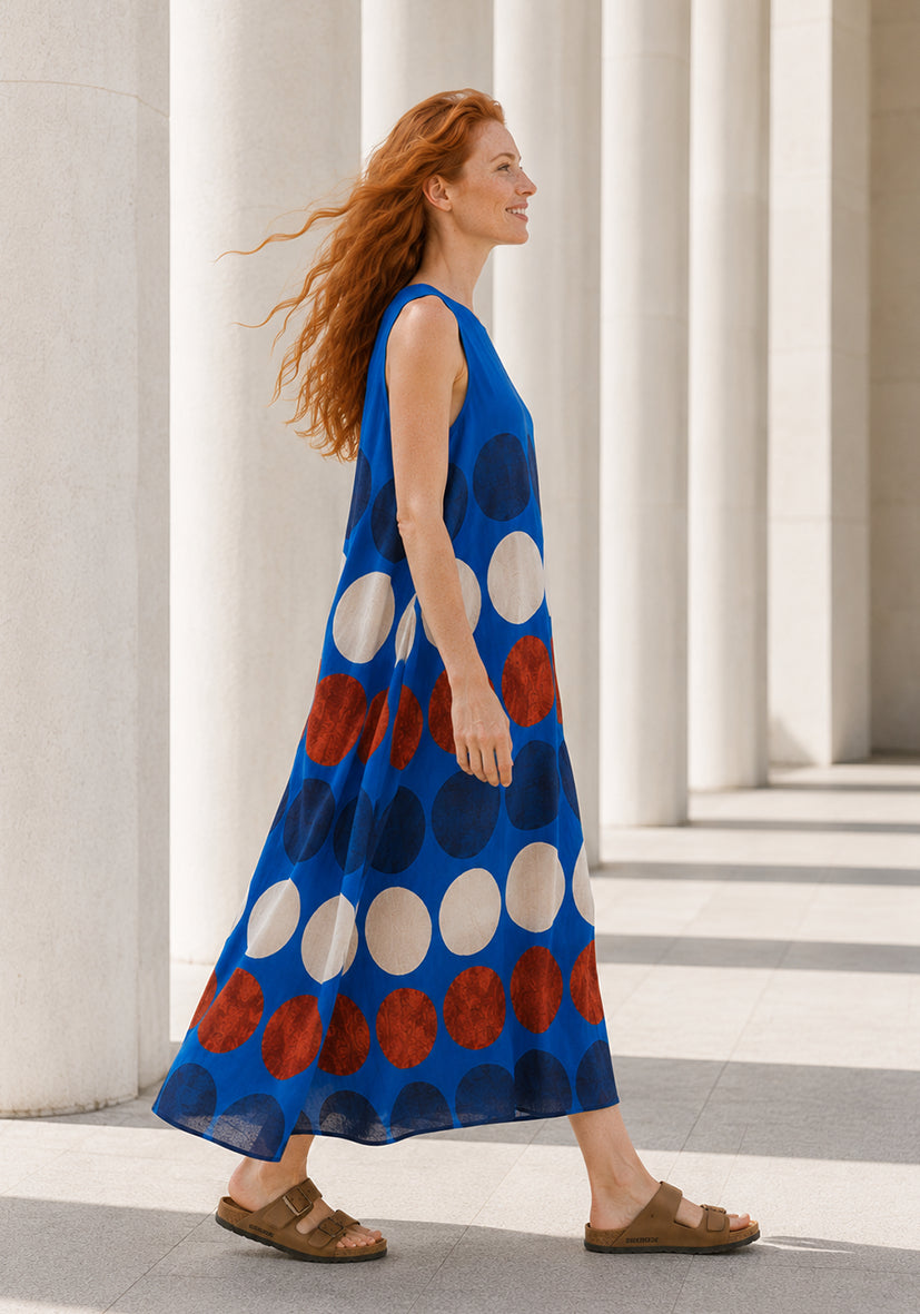 Maxidress Big Dots - navy