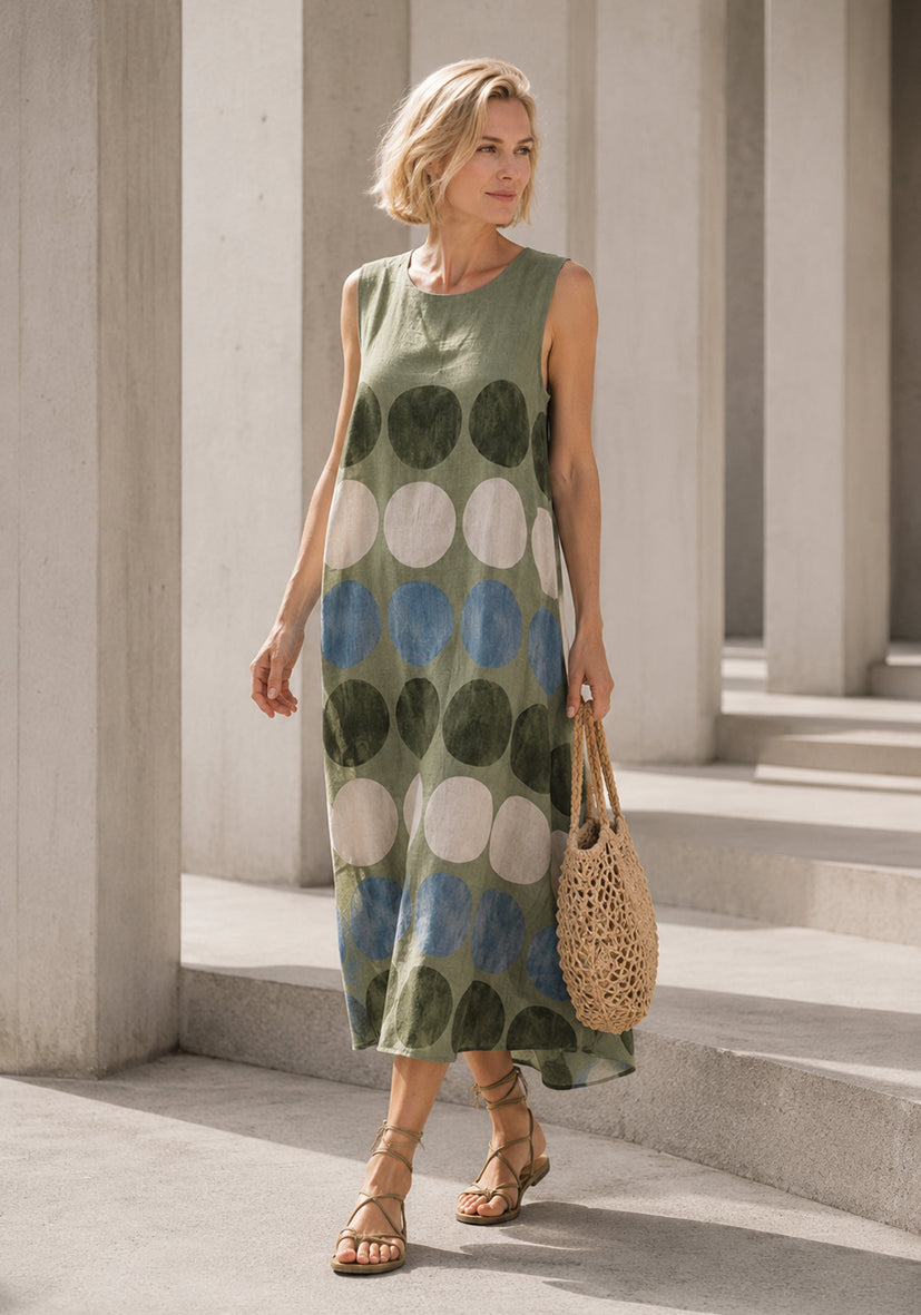 Maxidress Big Dots - olive