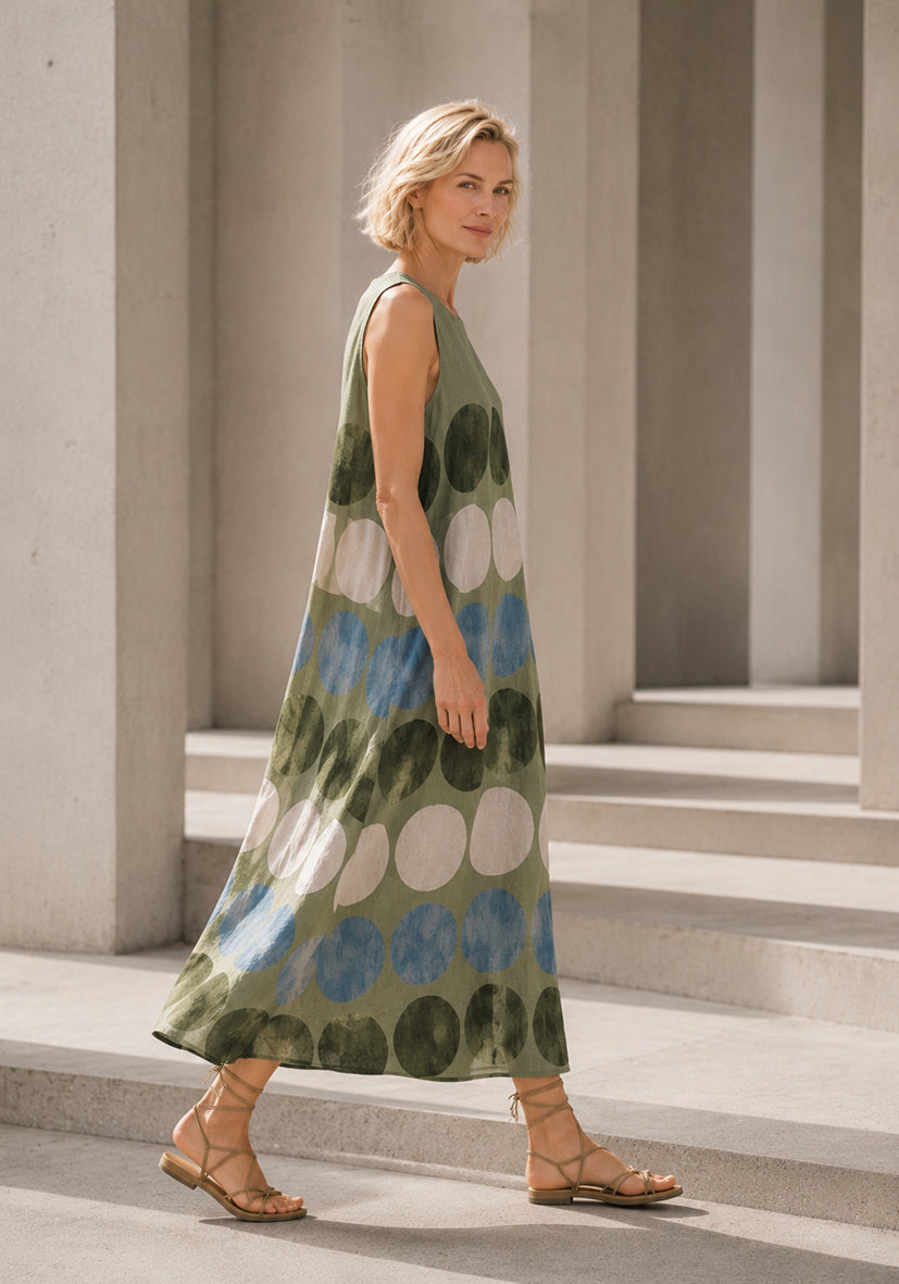 Maxidress Big Dots - olive
