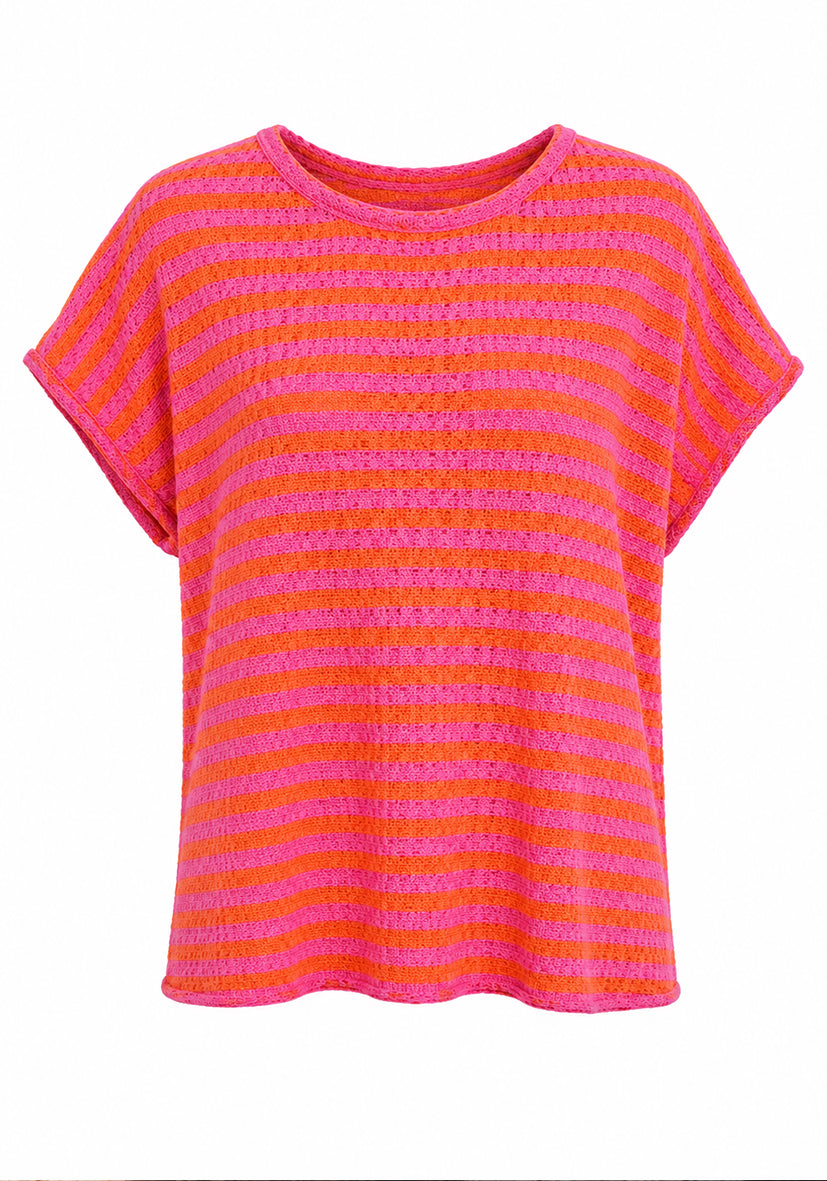 T-Shirt summer stripes - orange/ pink