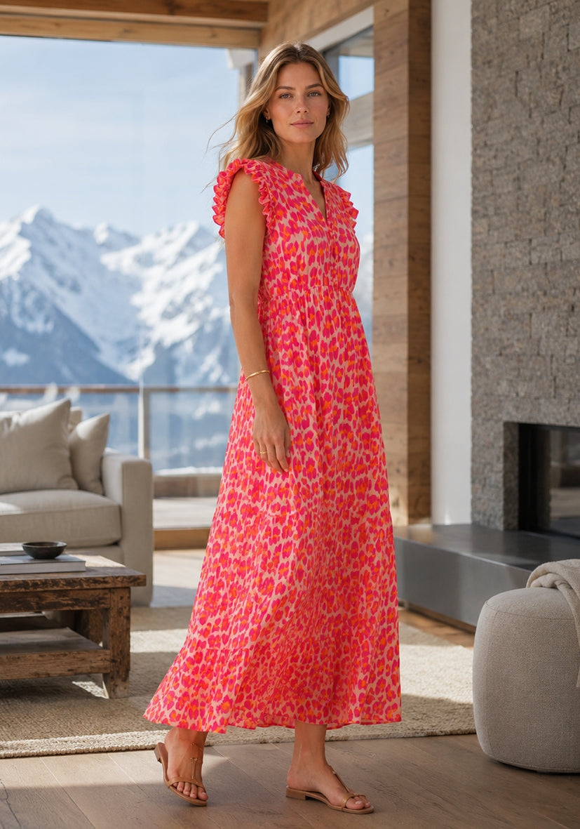 Maxi Dress Muslin Leo - neopink
