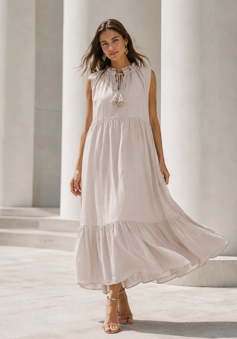 Maxi Dress PomPom - offwhite