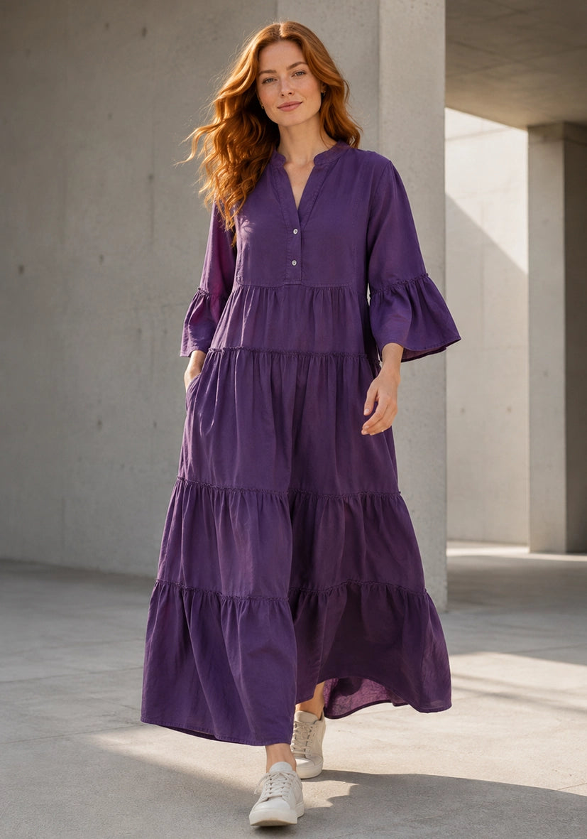 Maxi Dress Trumpet Arms - lila
