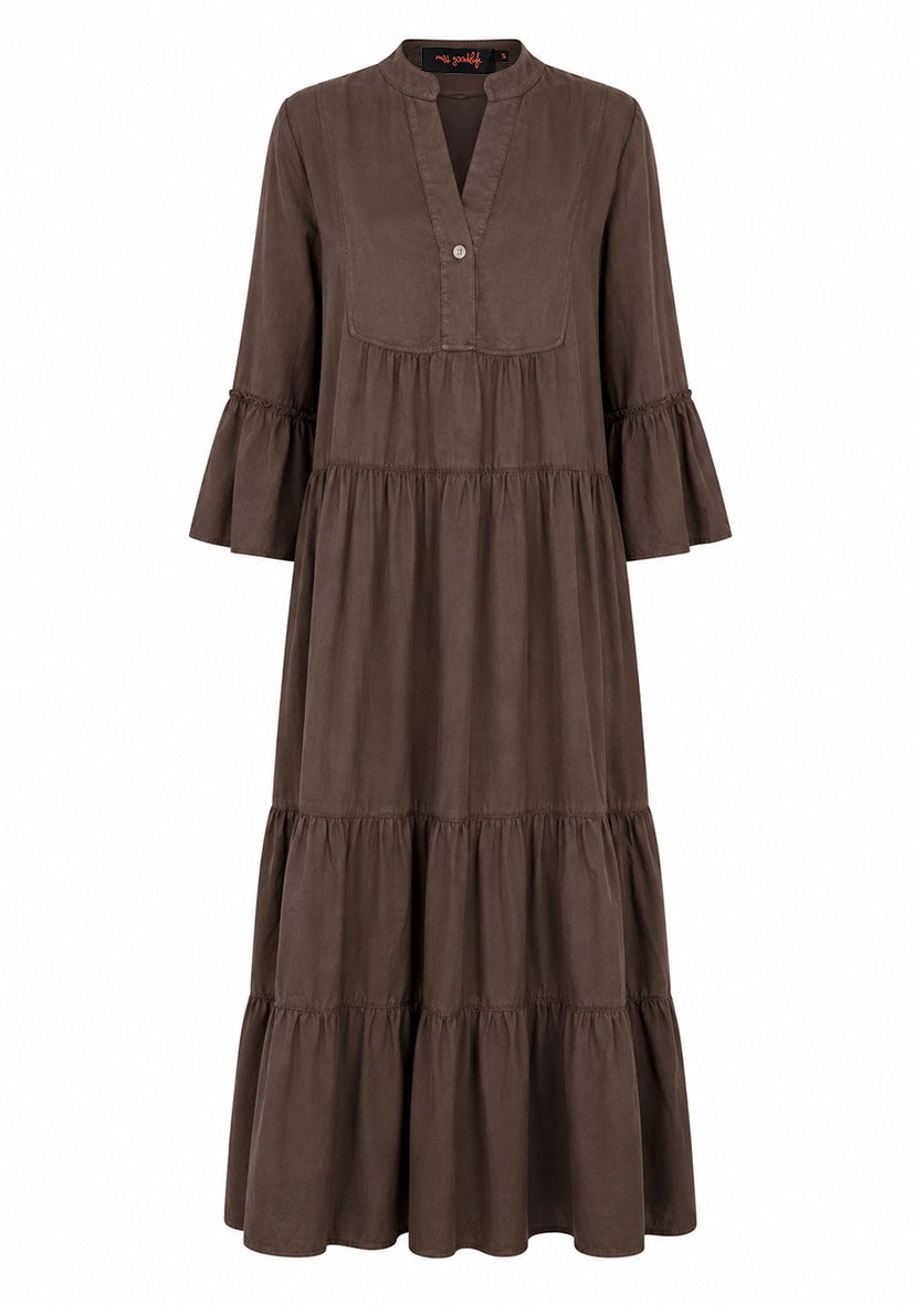 Maxi Dress Trumpet Arms - braun