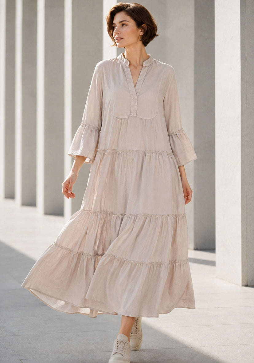 Maxi Dress Trumpet Arms - offwhite