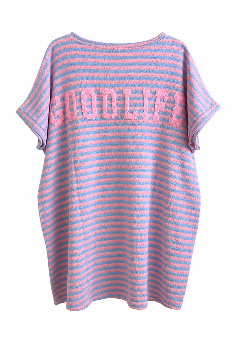 Longshirt summer stripes - flashrose