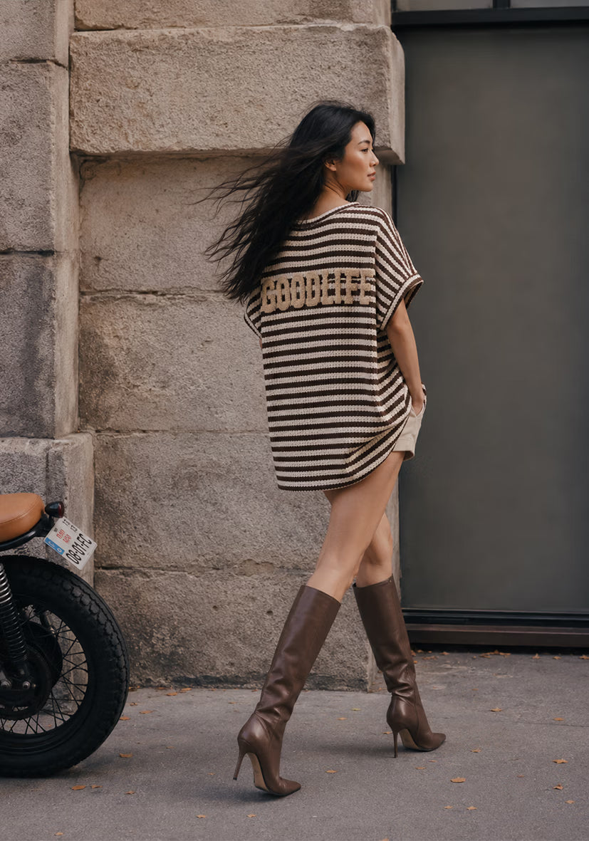 Longshirt summer stripes - brown