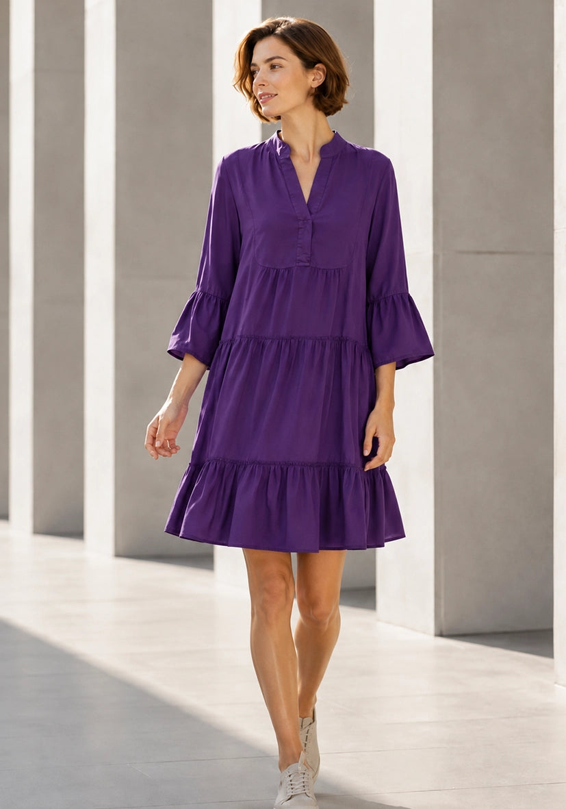 Short Dress Trumpet Arms - lila