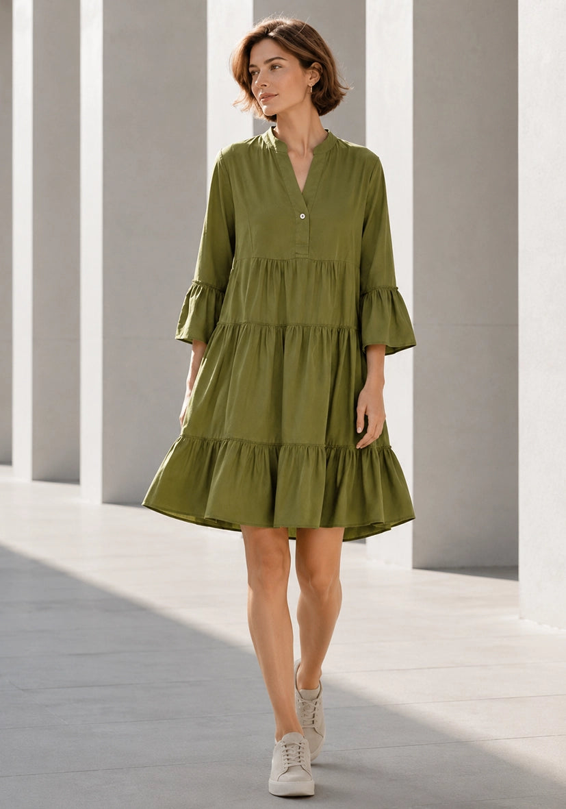 Short Dress Trumpet Arms - oliv