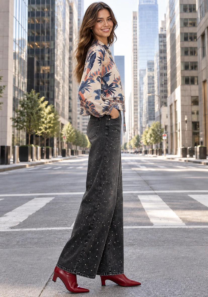 Jeans Crystal Studded - schwarz