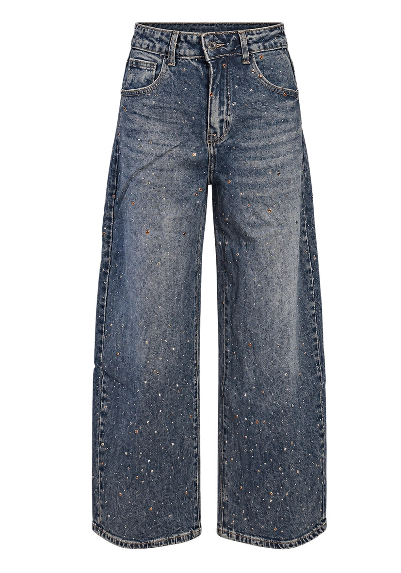 Jeans Crystal Studded - blau