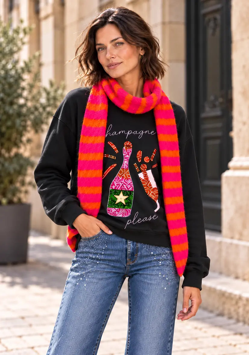 Small scarf stripes - Pink/Neonorange