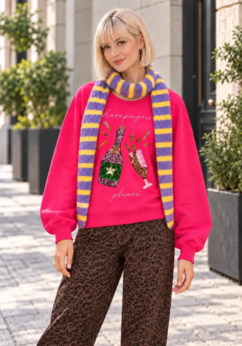 Small scarf stripes - Lila/Neonorange