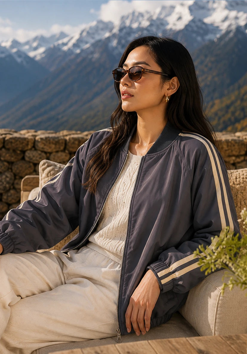 Blouson aviateur uni - Prune