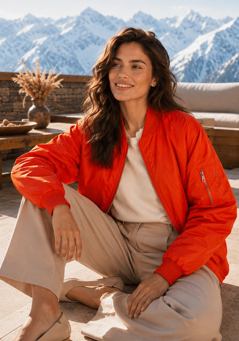 Bomberjacke Teddy Fleece- neonorange