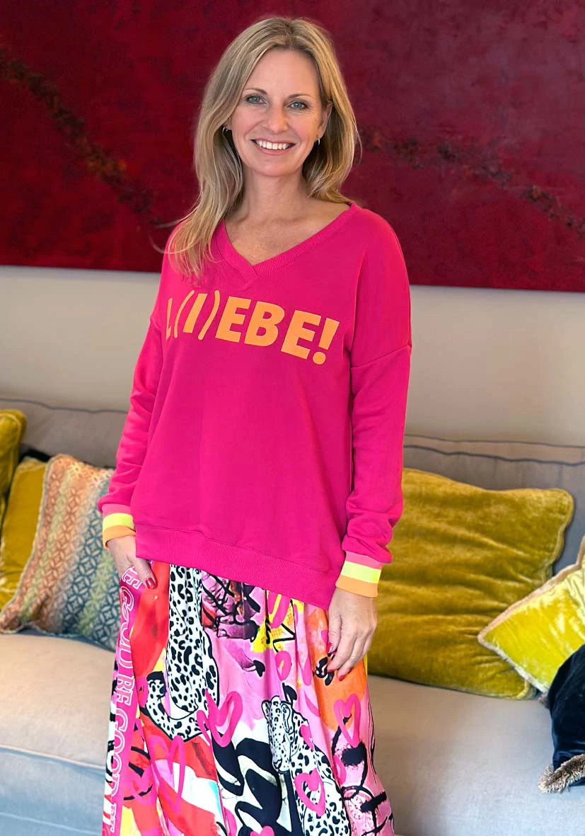 V-Neck L(i)ebe - magenta/neonorange