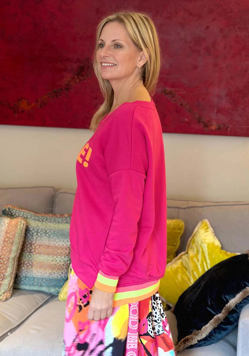 V-Neck L(i)ebe - magenta/neonorange