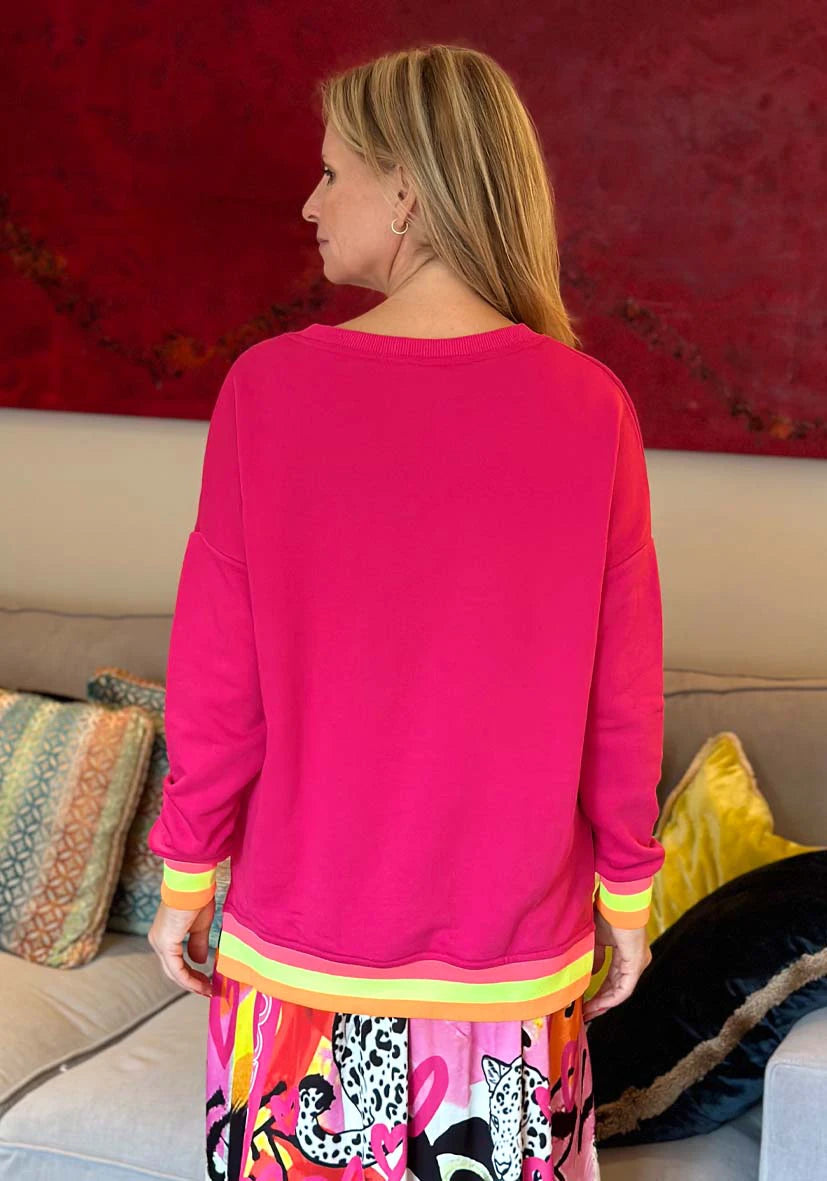 V-Neck L(i)ebe - magenta/neonorange