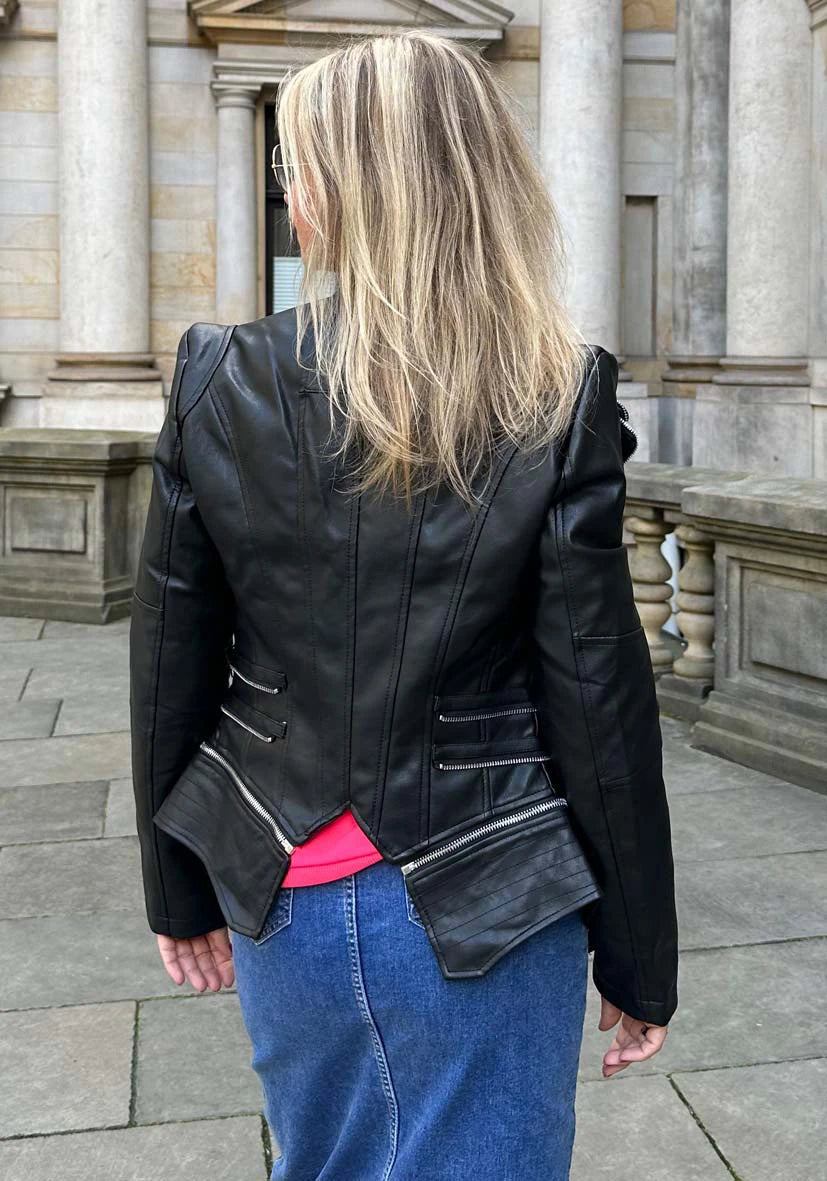 Veganer Lederblazer - black