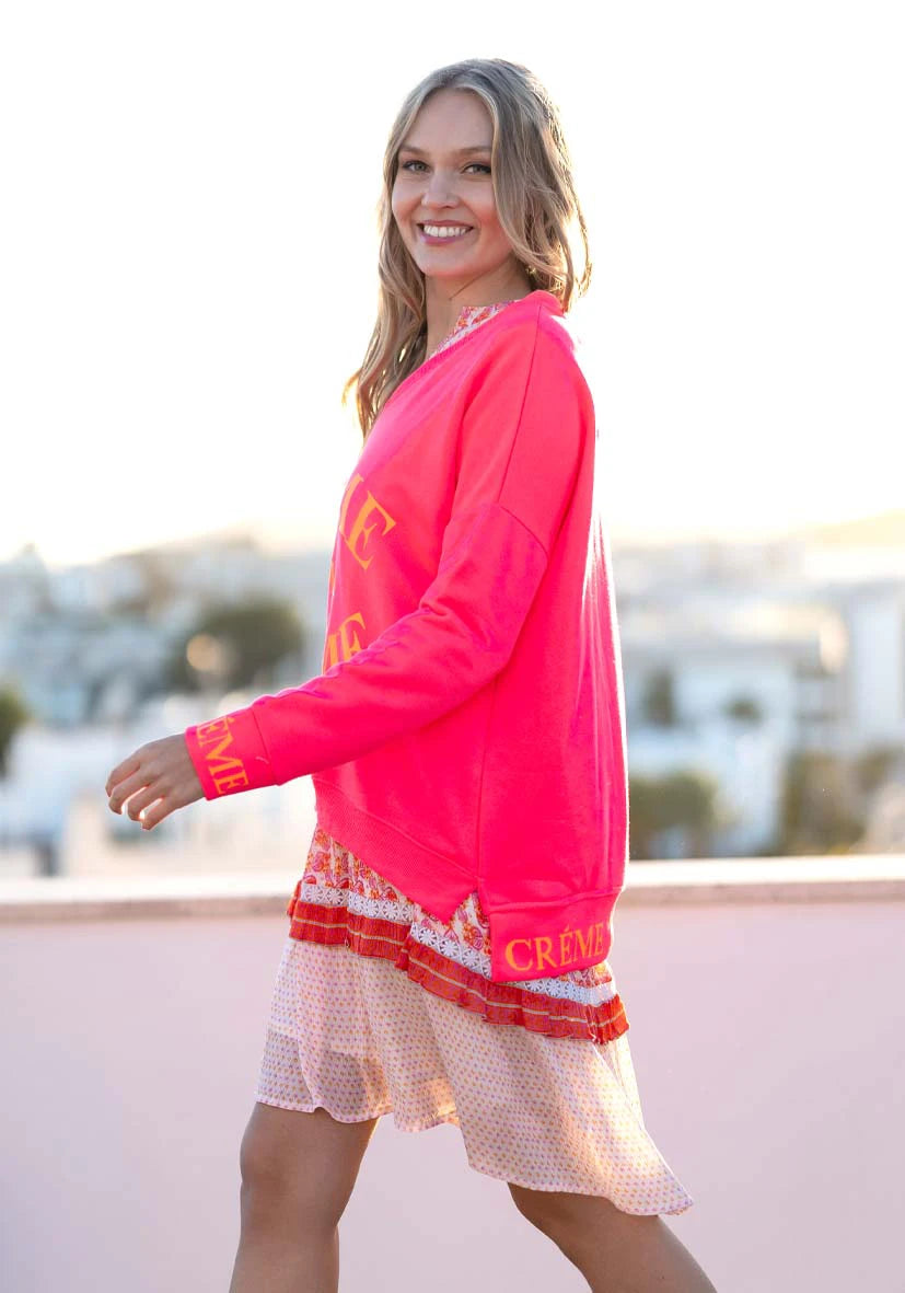 V-Neck Crème de la Crème - neonpink