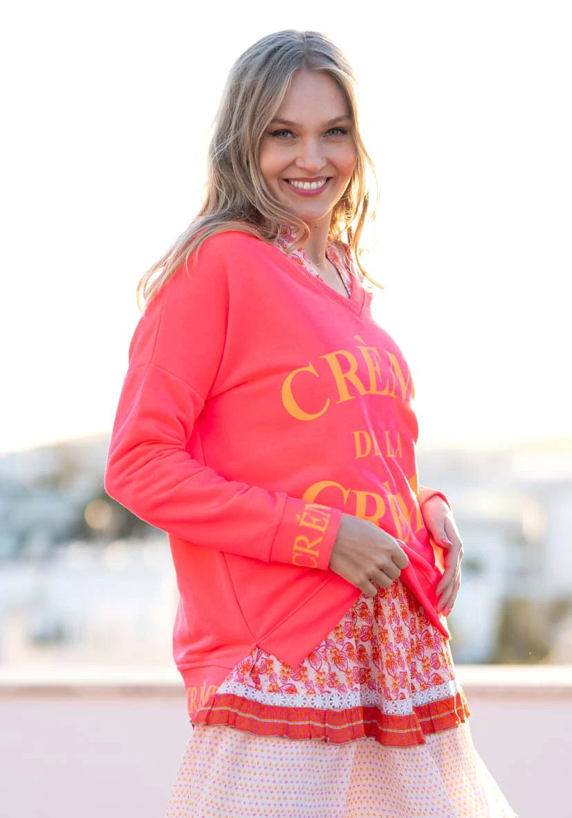 V-Neck Crème de la Crème - neonpink