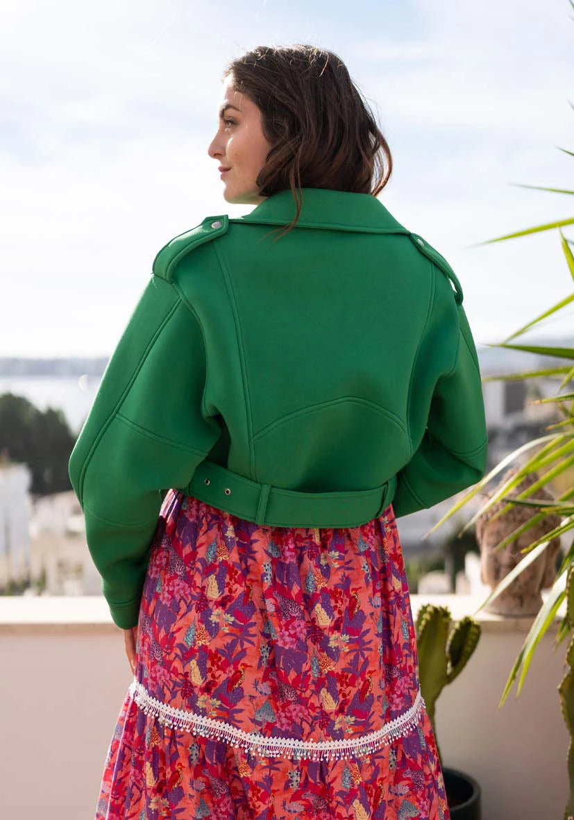 Colorful – grüne Jacke im Bikerstyle