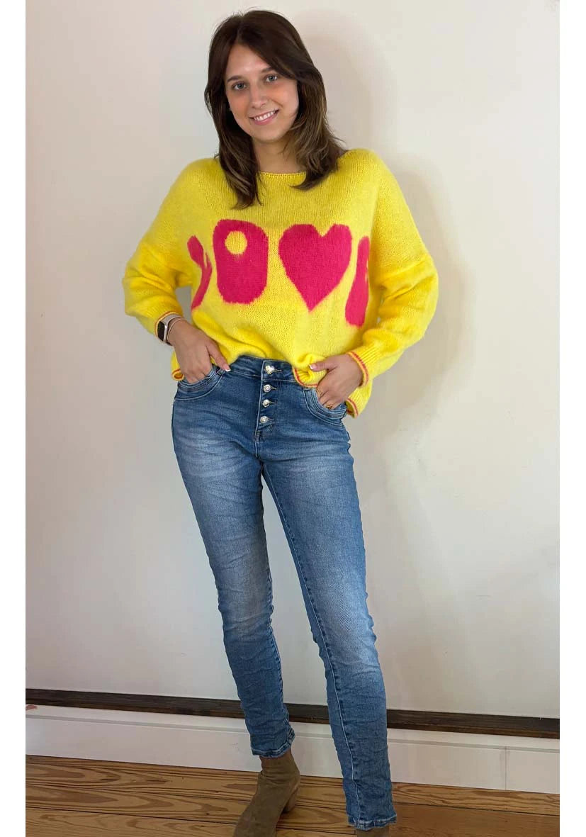 Star Jeans Heart Button - blue