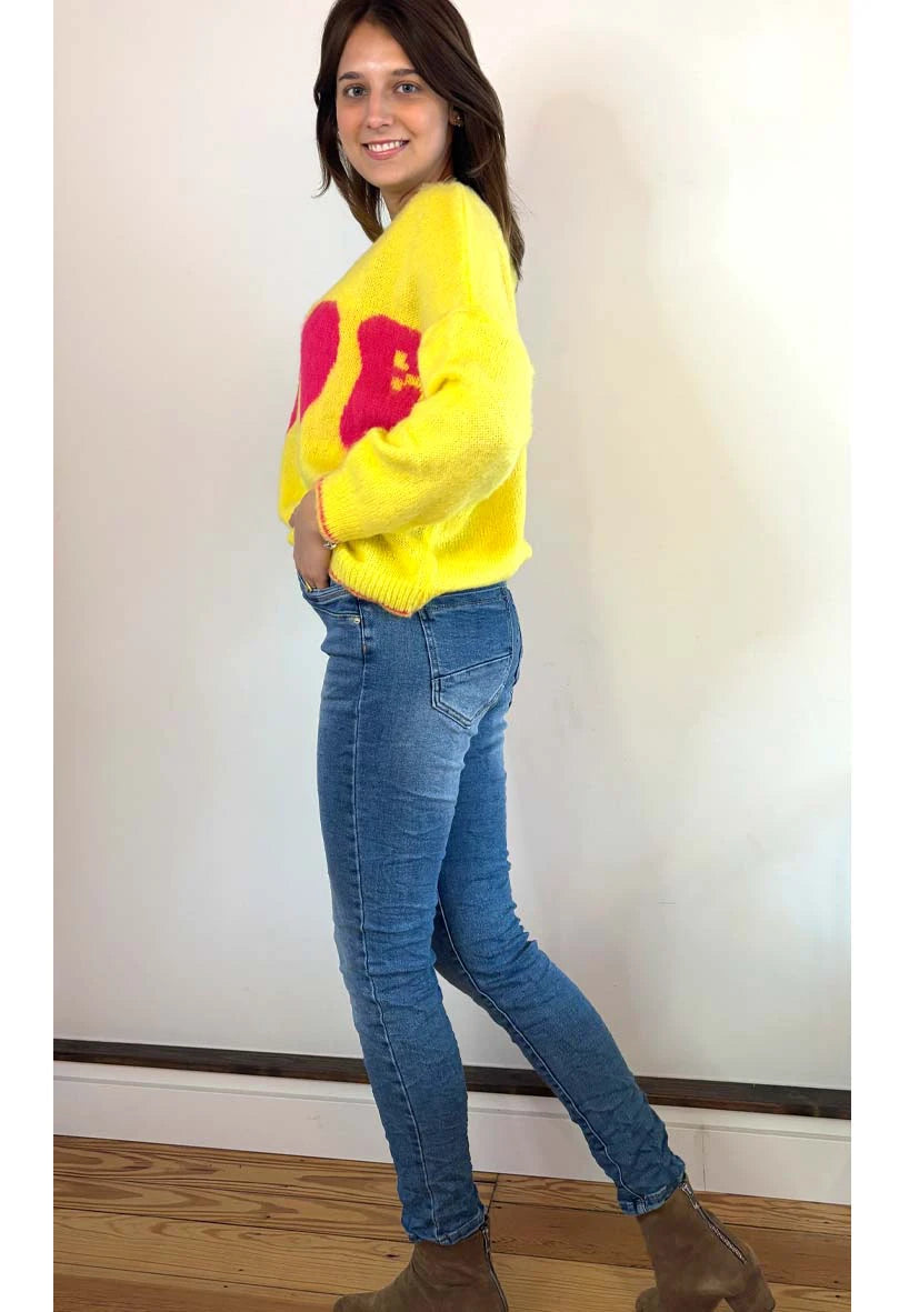 Star Jeans Heart Button - blue
