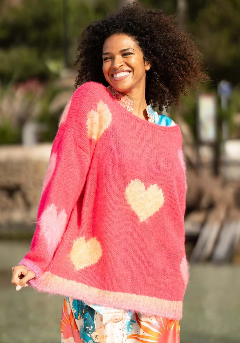 Pullover Hearts allover - pink