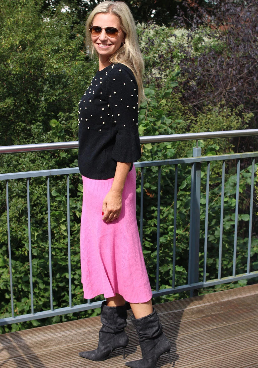 Skirt Knitted long - pink