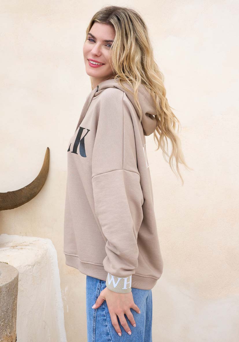 Hoodie Black and White - sand