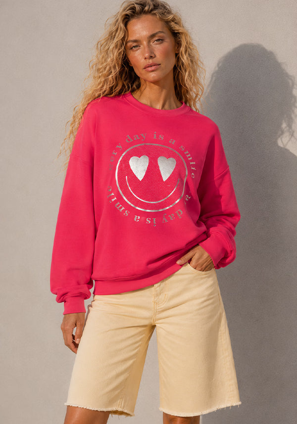 Roundneck Everday is a smile - neonpink
