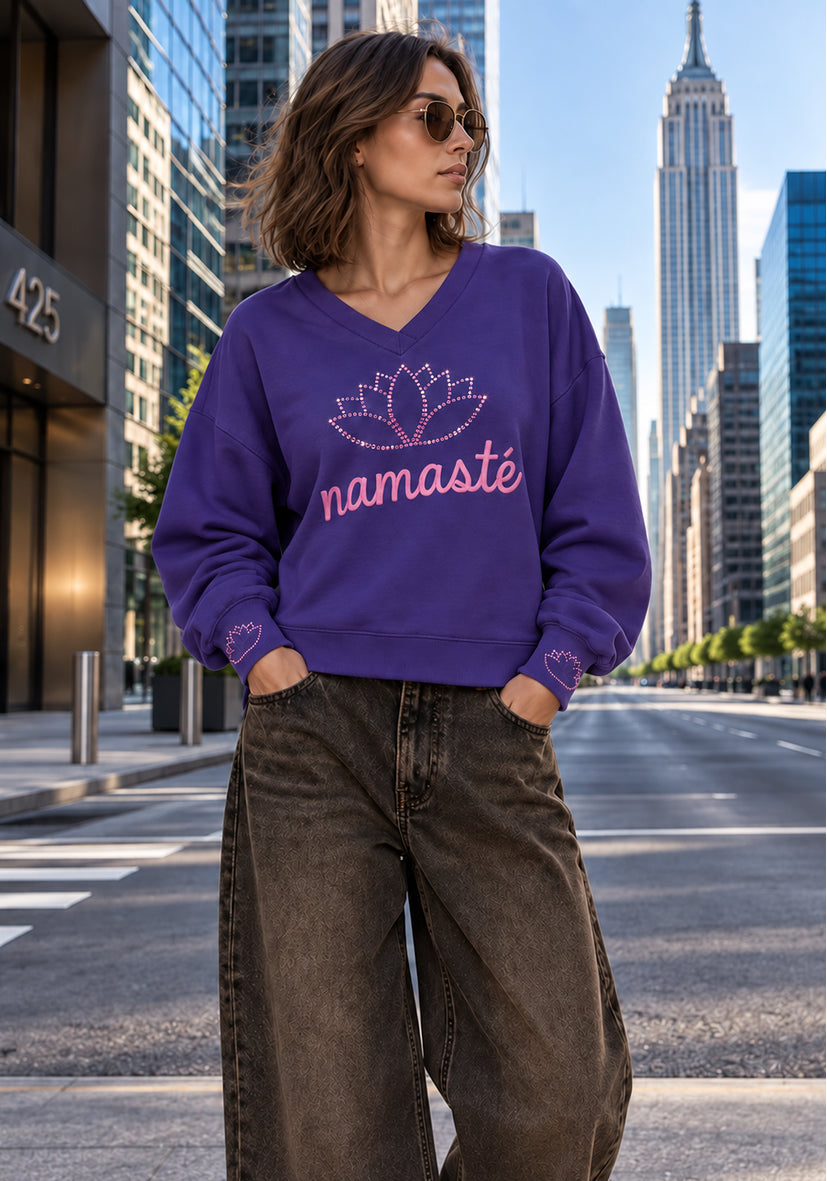 V-Neck Namasté - blau