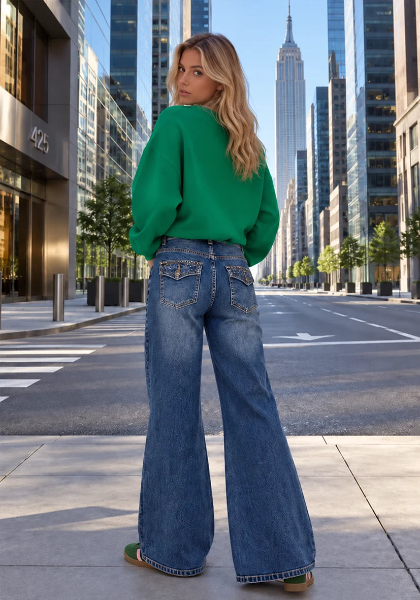 Flared Jeans Sparkle - blau