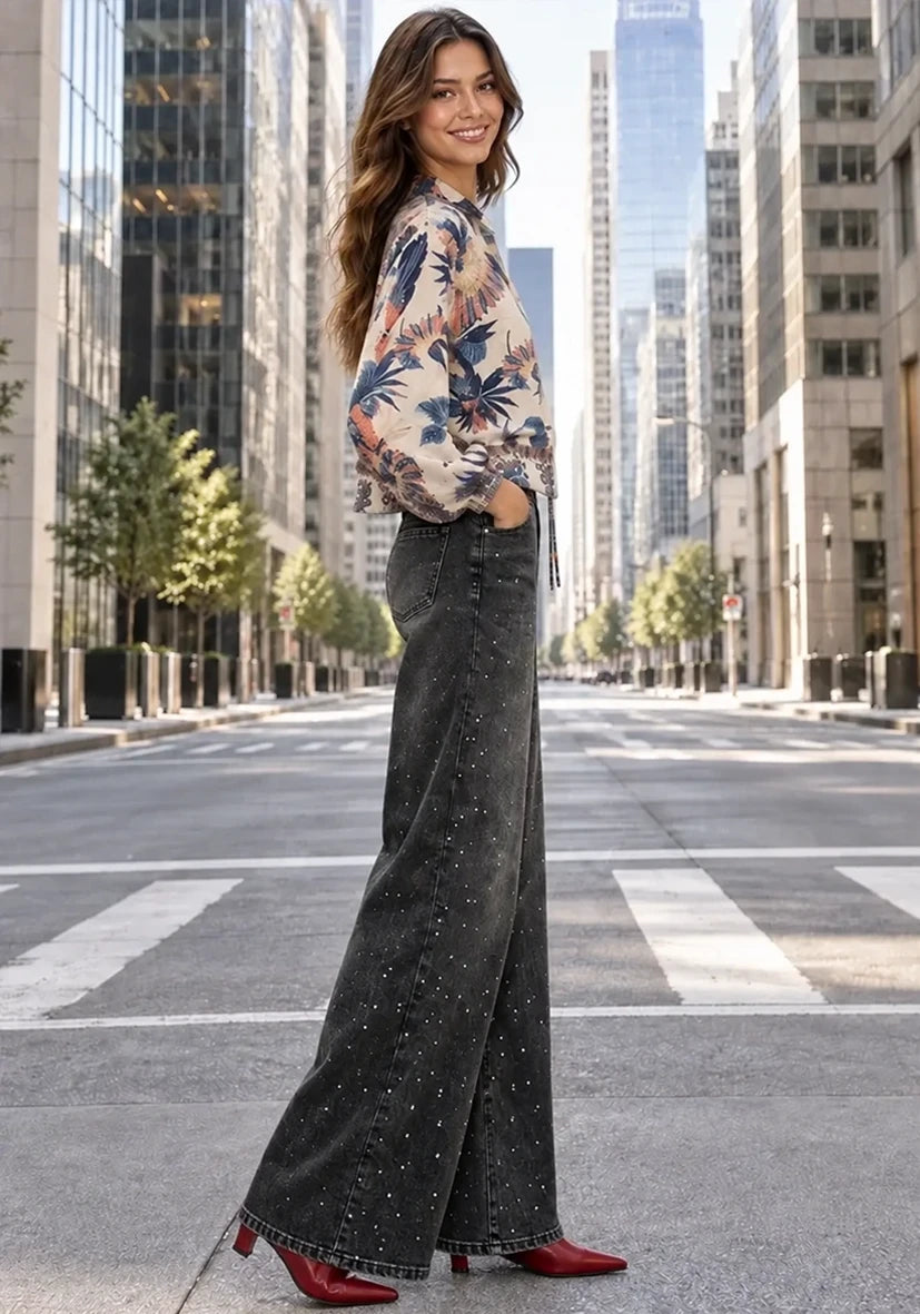 Jeans Crystal Nieten - schwarz