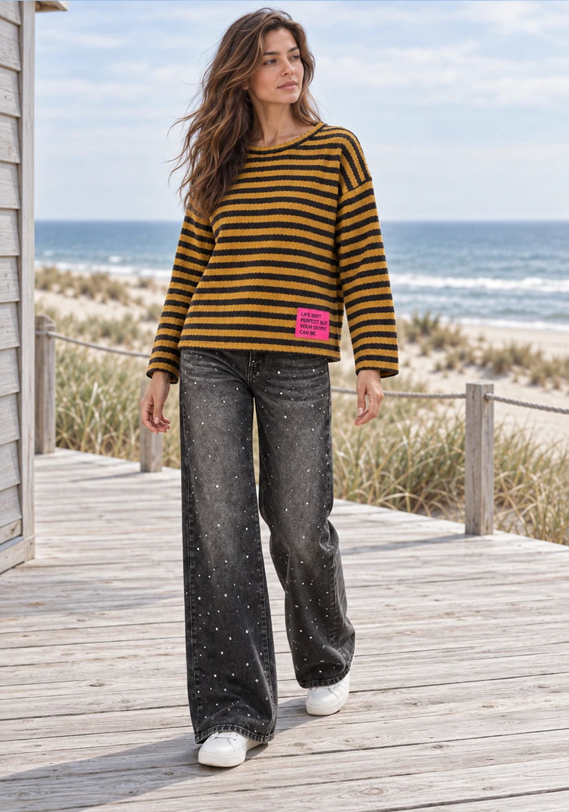 Knit Longsleeve stripes - Pistachio/Brown