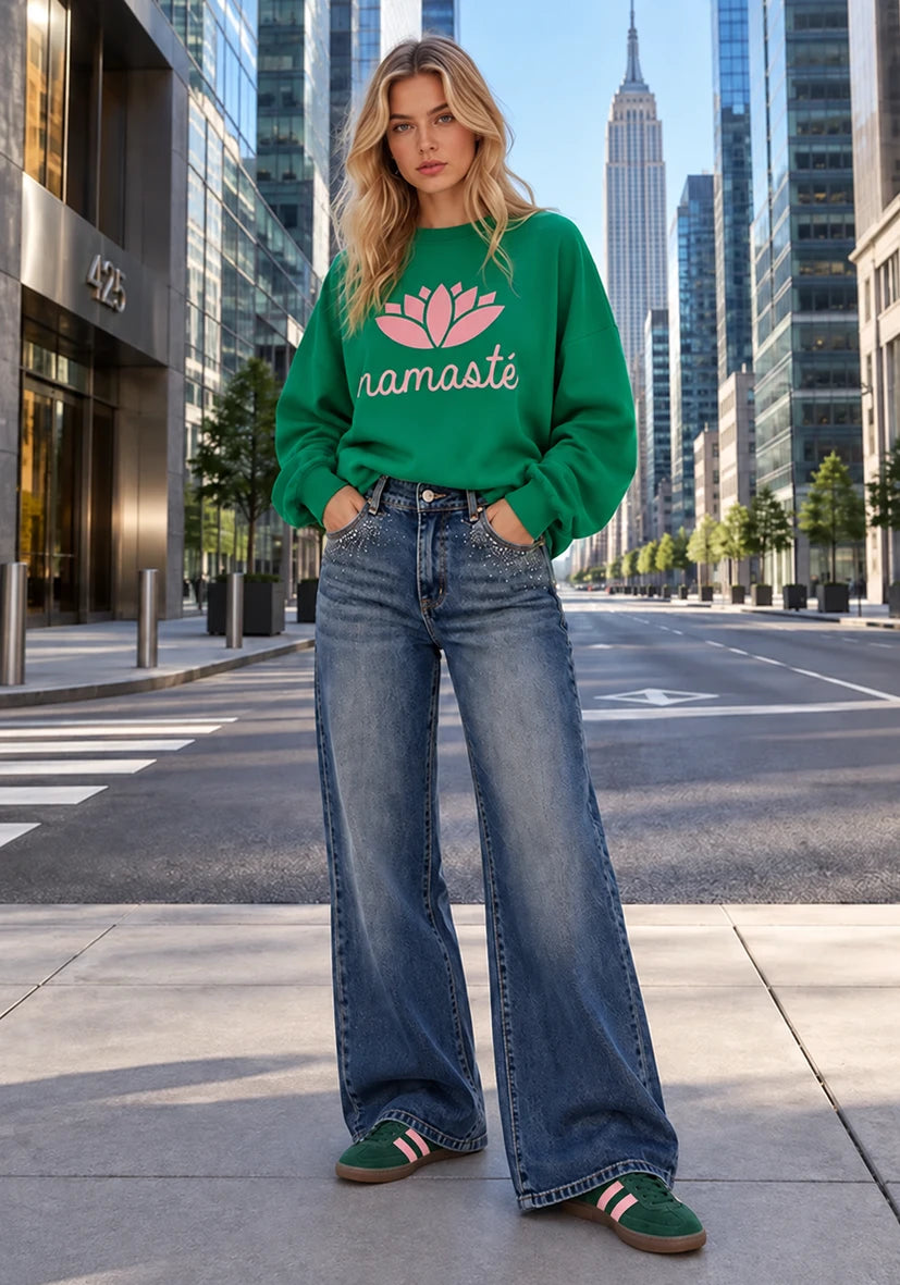 Flared Jeans Sparkle - blau