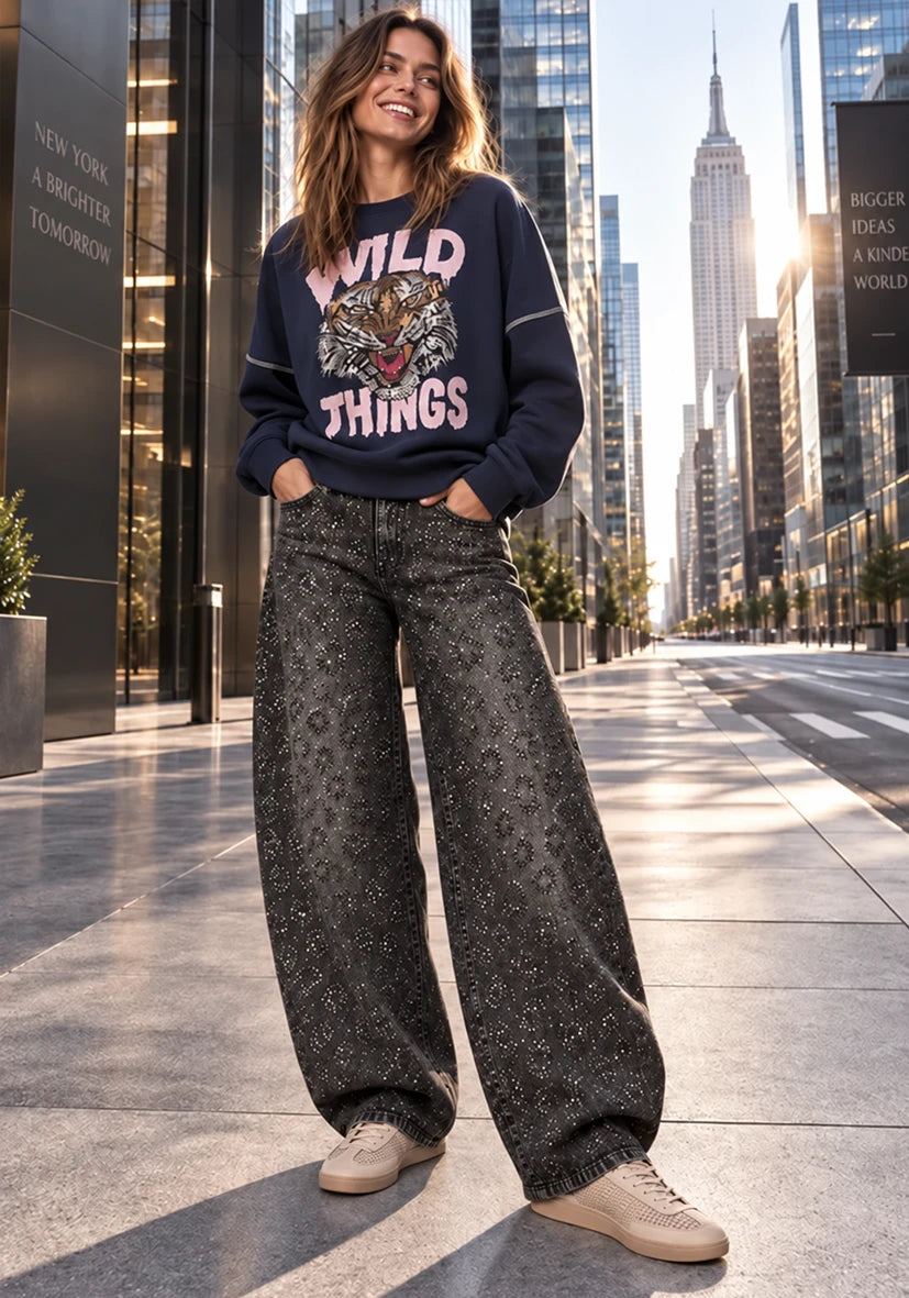Barrel Jeans Leo Sparkle - schwarz