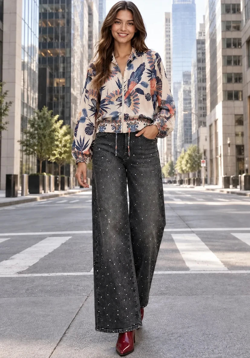 Jeans Crystal Nieten - schwarz