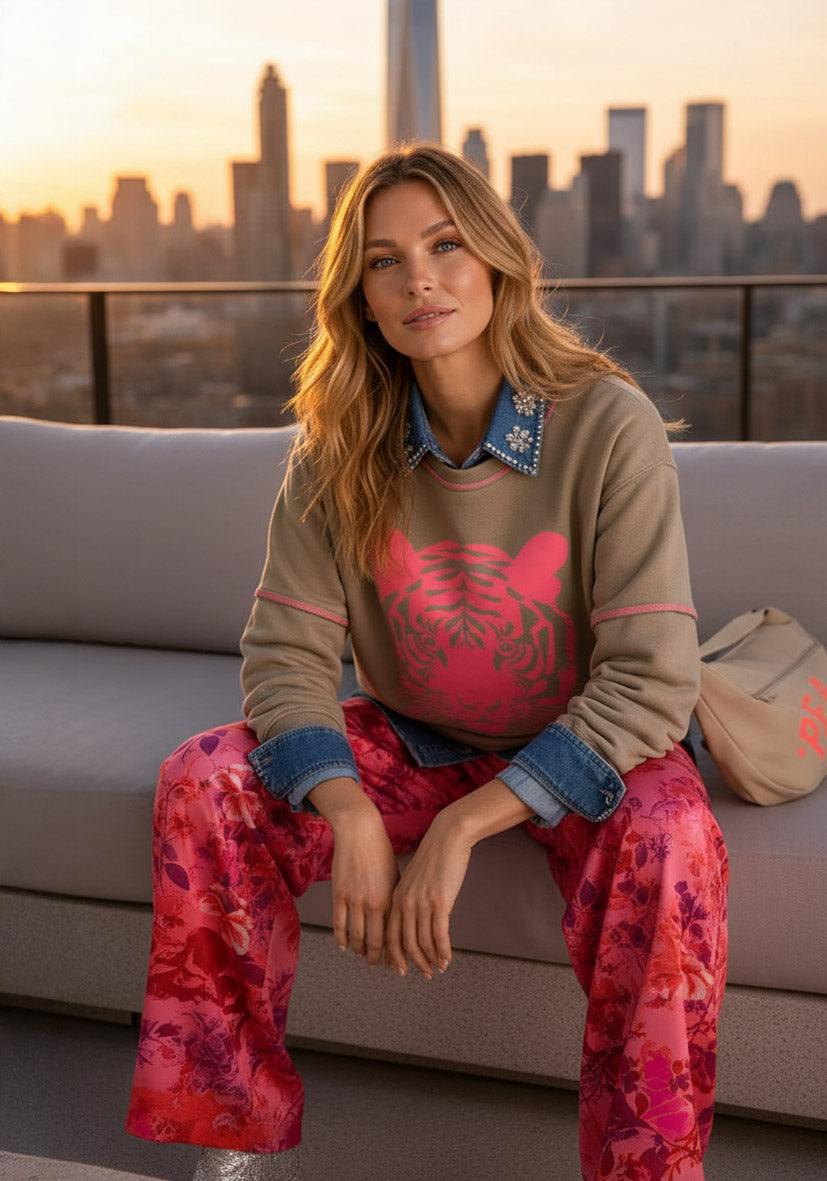 Pants Wide Pink Tiger
