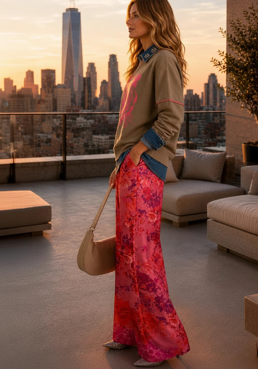 Pants Wide Pink Tiger