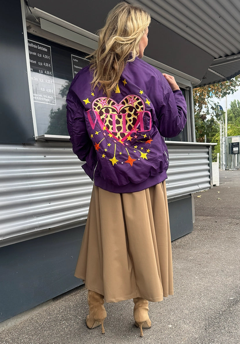 Bomberjacket Stitched Wild Heart - Pflaume