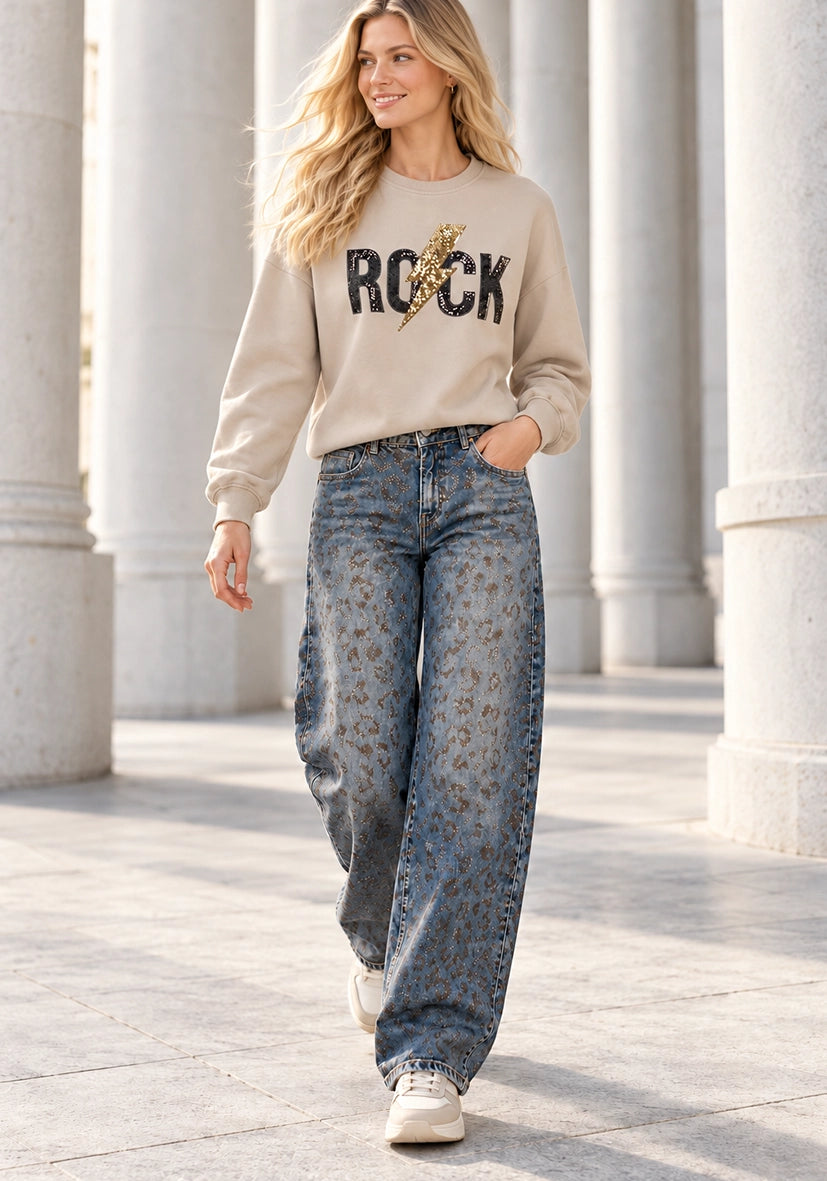 Barrel Jeans Leo Sparkle - braun