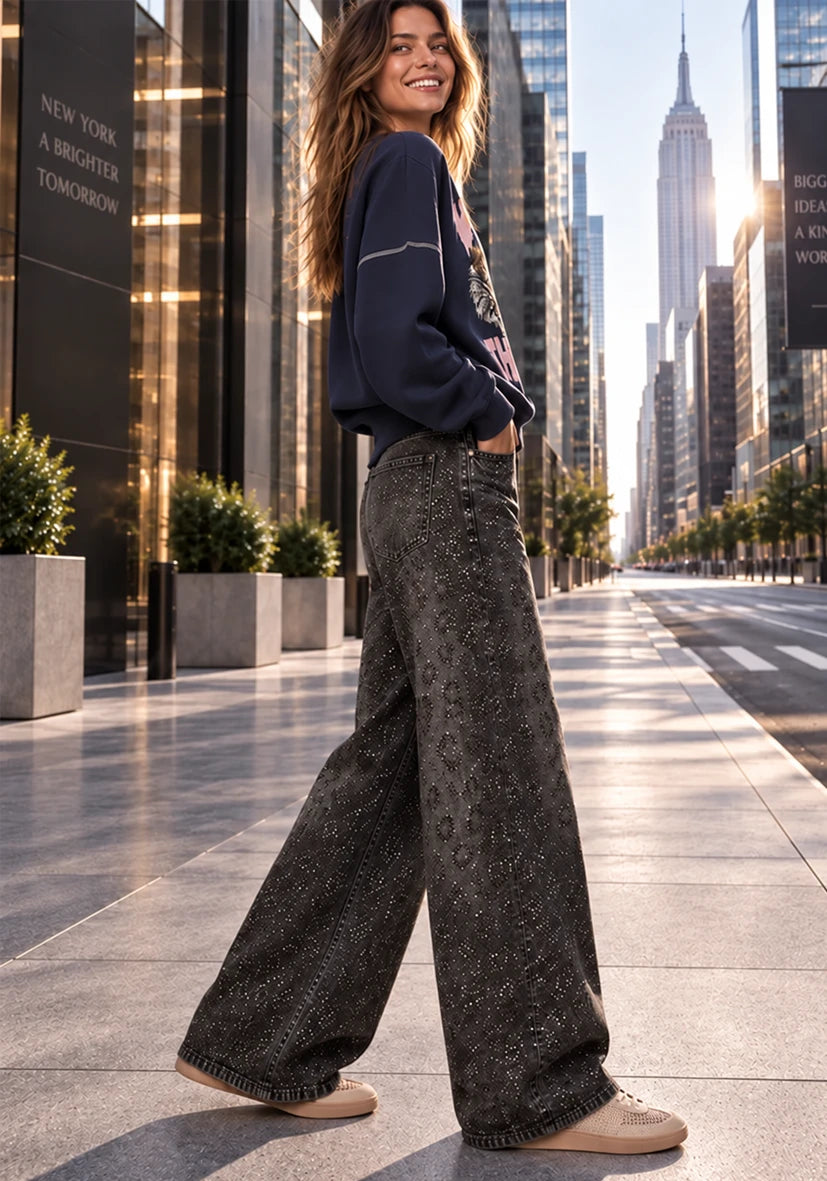 Barrel Jeans Leo Sparkle - schwarz