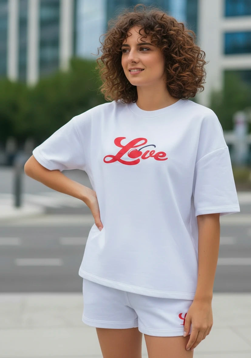 Sweater Shortsleeve Love Cherry - weiß
