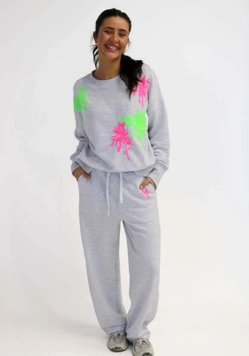 Joggerpants Palmtree Paillette - grey