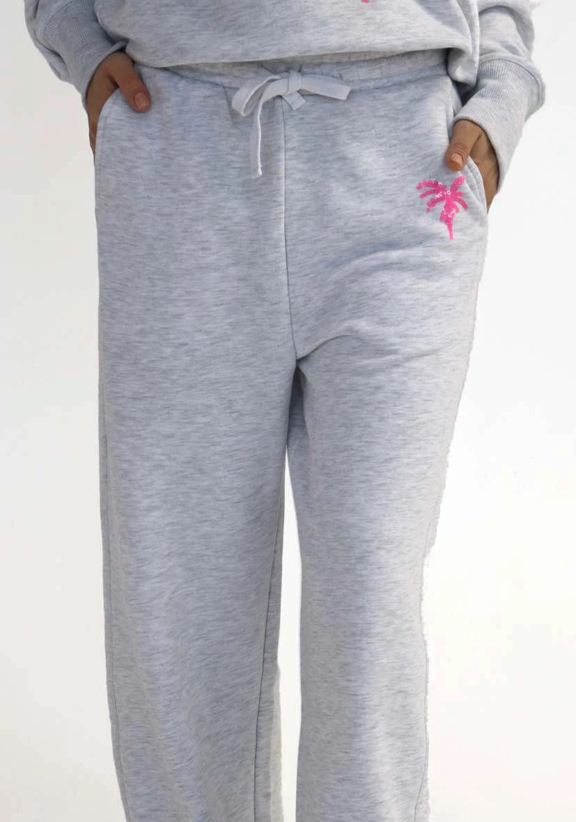 Joggerpants Palmtree Paillette - grey