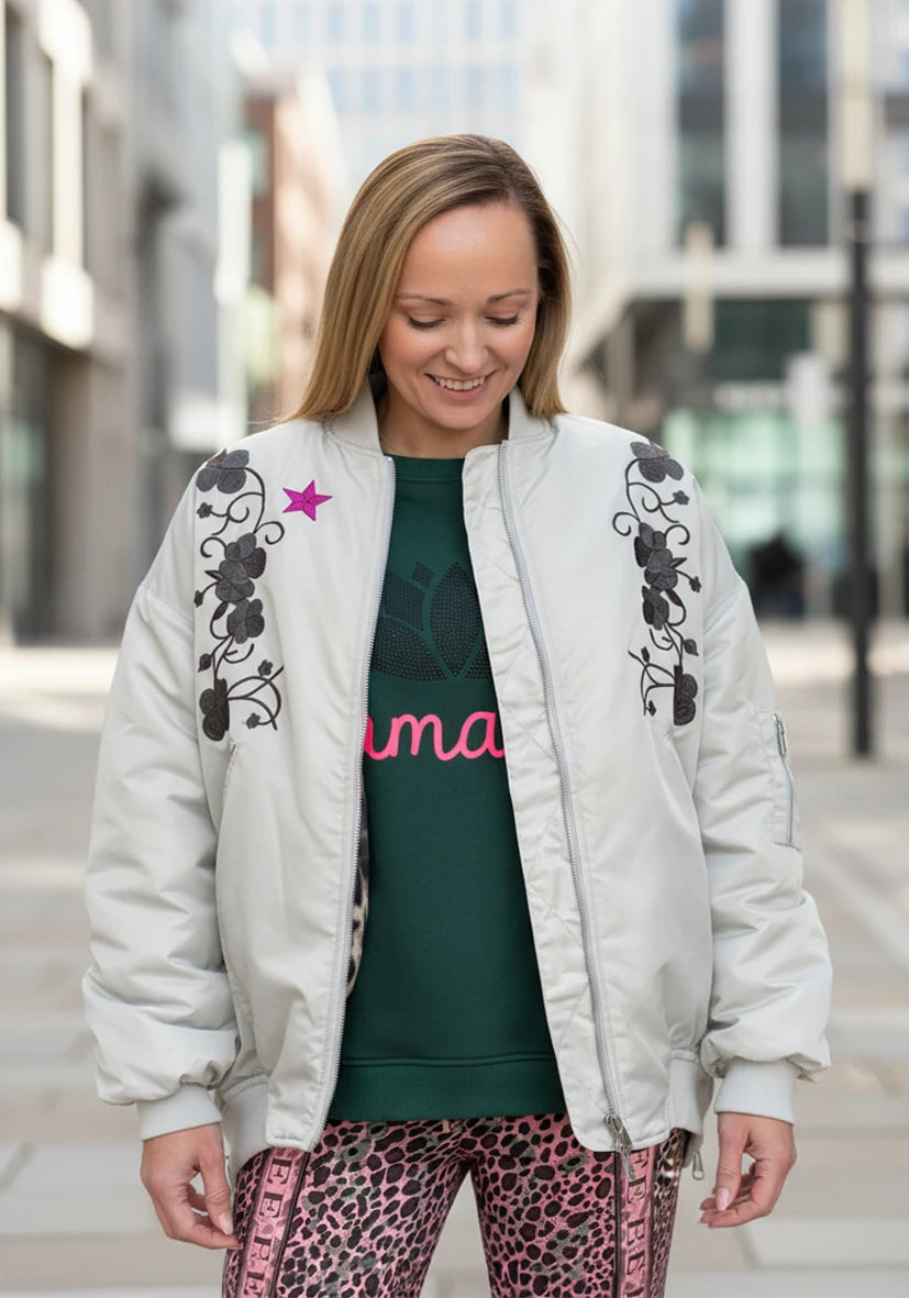 Oversize Bomberjacke stichted Heart - lightgrey