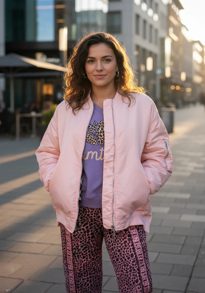 Oversize Bomberjacke wattiert - rose